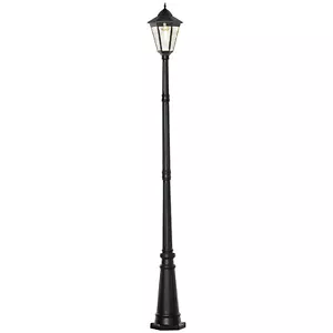 92.5" Outdoor Lamp Post Light Solar-Powered Streetlight w/ Clear Glass Black - Picture 1 of 11
