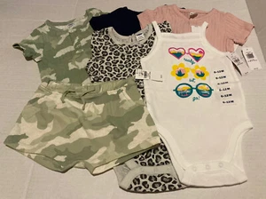 Lot of 6 NWT Old Navy Baby Clothes 6-12M camo pink 1pc short Girls Snap - Picture 1 of 10