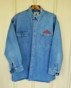 American Blue men's shirt XL heavy med wash denim eagle detail pocket/back yoke - Picture 1 of 7