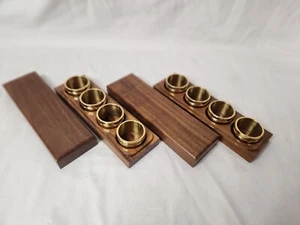 VINTAGE SOLID BRASS BANDED NAPKIN RINGS W WOODEN BOX - SET OF 8 - Picture 1 of 4
