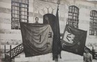 Carte photo Damas, Syrie, Butin drapeaux ottomans, guerre 1914-18, WW1 Militaire