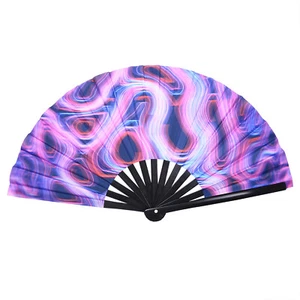 Womens Girls Luminous Colorful Folding Hand Fan Carnival Party Costume Cool Prop - Picture 1 of 6
