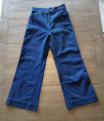 Jeans feminino Ann Taylor lavagem escura perna larga cropped cintura alta tamanho 10 pequeno - Imagem 1 de 4