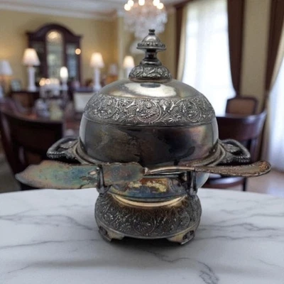 Antigo prato de caviar manteiga 8" prato Middletown prato quádruplo prata com faca - Imagem 1 de 4