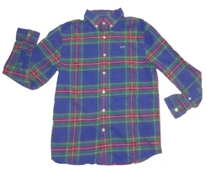 VINEYARD VINES Jungen M 12-14 blau/grün kariert Flanell WAL HEMD BUTTON DOWN - Bild 1 von 2