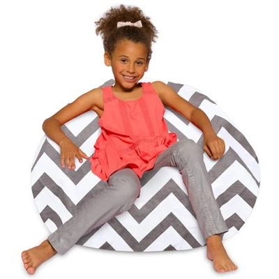 Silla Beanbags Bean Bag, grande 38 pulgadas, lona Chevron gris y blanco Foto 1 de 4