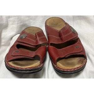 Finn Comfort Red Leather Jamaica Slip On Sandals Flats Germany Size 41 D - Picture 1 of 8