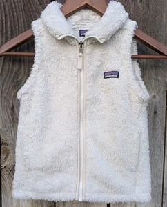 Patagonia Kids Girl's Vest Size S (7-8) Ivory Fleece Full Zip W/ Pockets - Picture 1 of 9