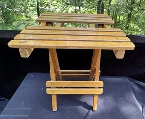 Foldable 1970s Camping Vintage Wood Compactable Stool Or Table Lays Flat - Picture 1 of 12