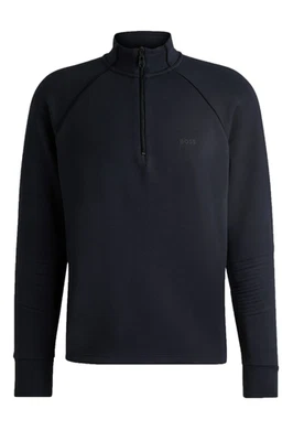 Sweatshirt Mens BOSS Dark Blue Quarter Zip Top With Logo - Sweat 1 Size XL - Image 1 of 4