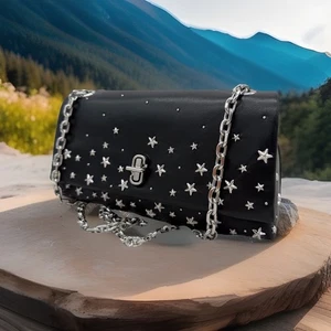 AUTH NWT Marc Jacobs The Dual Mini Star Studded Leather Chain Strap Crossbody - Picture 1 of 18