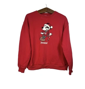 Disney Mickey Mouse Red Christmas Crewneck Sweater Pullover Size L - Picture 1 of 9