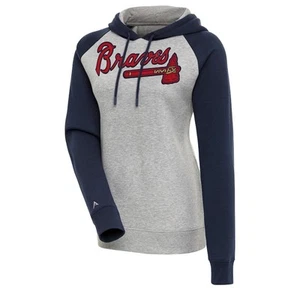 Atlanta Braves Antigua Women's Victory Raglan Sleeve Pullover Hoodie - NWFLAWS L - Picture 1 of 5