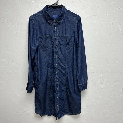 Pendleton Shirt Dress Womens Large Denim Long Sleeve Button Down Pockets Casual - Image 1 of 4