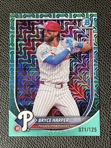 Bryce Harper /125 Aqua Mojo Refractor 2025 Bowman Mega Chrome #3 Phillies - Picture 1 of 2