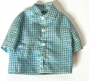 Camisa de manga corta a cuadros azul y blanco vintage para muñecas Ken talla 12" - Imagen 1 de 3