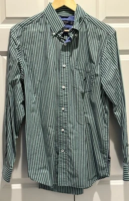 Nautica Mens Button Down Up Shirt Green Stripe Cotton Long Sleeve Medium - Image 1 of 4