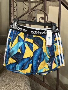 Selten neu mit Etikett Adidas x Farm Rio tropische Palmblätter Sportshorts Hot Pants Gr. XS - Bild 1 von 7