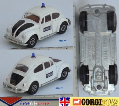volkswagen coccinelle 1200 police 1/43 corgi toys 373 whizzwheels gt britains - Photo 1/3