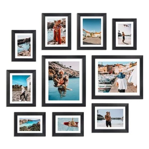 Multi Black Picture Frames with Mat for Multiple Sizes Photos, Four 4x6, Four... - Bild 1 von 8