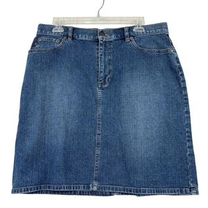 Gonna jeans donna Ralph Lauren taglia 12 blu denim 5 tasche zip bottoni misto cotone - Foto 1 di 9