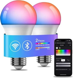 Smart Light Bulbs 2Pack, Compatible with Alexa Google Home, WiFi & Bluetooth - Picture 1 of 7