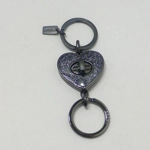 Coach black glitter heart turn lock valet key fob keychain purse charm turnlock - Picture 1 of 6