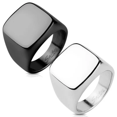 Stainless Steel Square Flat Face Large Ring Size 9-13 (Engraving Avail.) - Image 1 of 2