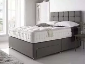 REINFORCED DIVAN BED MATTRESS HEADBOARD 3FT SINGLE 4FT6 DOUBLE 5FT KING - Picture 1 of 19