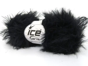 Black Faux Feather 82176 Ice Yarns Long Eyelash Yarn 50gr 109yds - Picture 1 of 3
