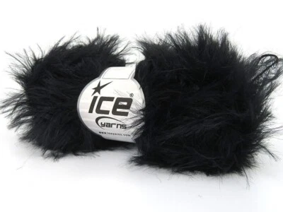 Black Faux Feather 82176 Ice Yarns Long Eyelash Yarn 50gr 109yds - Image 1 of 3