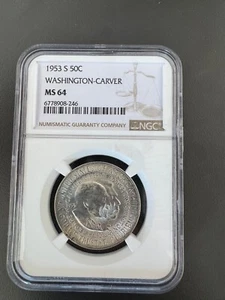 1953 S MS64 Washington Carver Silver Commemorative Half Dollar NGC 50c - Picture 1 of 2