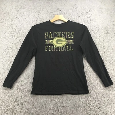 Team Apparel NFL Green Bay Packers Football Tee Top Mens M Black Cotton Pullover - Image 1 of 4