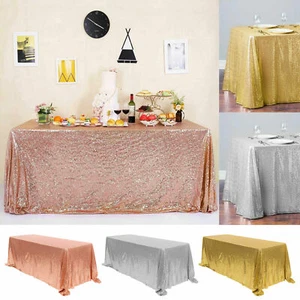 Rectangle Sequin Glitter Tablecloth Sparkly Table Cloth Cover Wedding Party - Picture 1 of 9