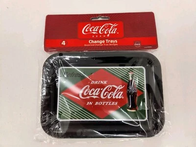 Lot Of 4 Sealed Coca-Cola Metal Change Trays Coasters 6.5"X4.5" New In Package - Image 1 of 3