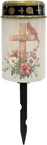 Cross Solar Lights Outdoor Cemetery Bird Cemetery Solar Lights with Floral Solar - Picture 1 of 12