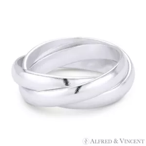 3mm Half-Dome Triple-Band .925 Sterling Silver Stackable Right-Hand Rolling Ring - Picture 1 of 1