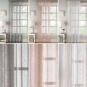 Metallic Voile Panel Pandora Glitter Sparkle Slot Top, Sheer Voiles, 3 colours - Picture 1 of 10