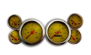 "JUEGO MECÁNICO DE 6 CALIBRES INSTRUMENTOS VEETHREE CLÁSICOS DE ORO SPEEDO AND TACH 3 3/8" - Imagen 1 de 9