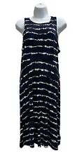 Athleta Santorini Thera Print Tie Dye Dress Womens Blue White Stripe XL Tall
