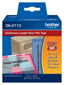 Brother DK2113 2-3/7" Continuous Clear Labels for QL810W, QL-810W label printers - Picture 1 of 1