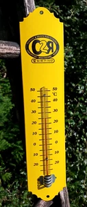 EMAILSCHILD Thermometer Emaille Werbung gelb 30 cm Made in France - Bild 1 von 1