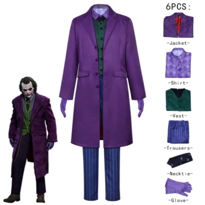MARKENLOS The Dark Knight Batman Joker Cosplay Kostüme Heath Ledger Anzug Karneval Outfit