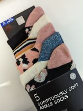 New Ladies Socks 5 Pack EX M&S  Animal Print Stripes NEW Womens