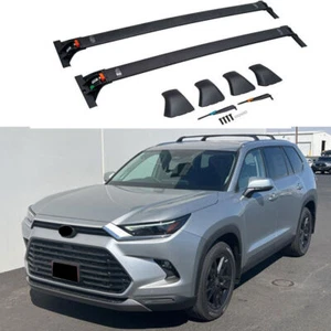 Black Aluminum Cross Bar fits for Grand Highlander 2023 2024 2PCS Roof Carry Bar - Picture 1 of 9