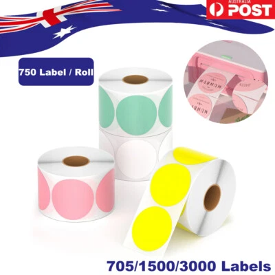 2" 50mm 750/Roll Round Direct Thermal Stickers Circle Tag Labels Self-Adhesive - image 1 of 4