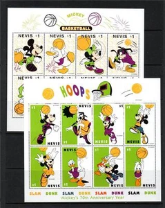 NEVIS MNH 1998 SG1259-74 y MS1275 70 cumpleaños Mickey Mouse conjunto de 16 y M/S X 4 - Imagen 1 de 1