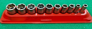 SNAP-ON 3/8DR SHALLOW IMPACT SOCKET SET 5/16-7/8 W/ 8MM IN RAIL - Picture 1 of 5