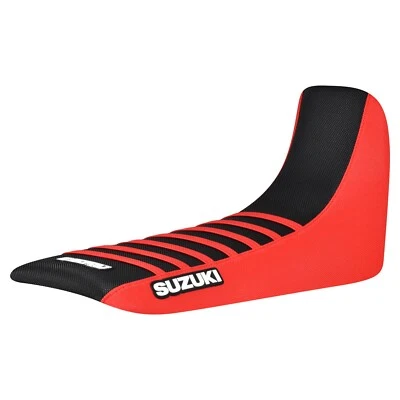 Cubierta de asiento con pinza para Suzuki DR 650 S 1992-1995 ROJO/NEGRO/ROJO costillas logotipo #444 Foto 1 de 4