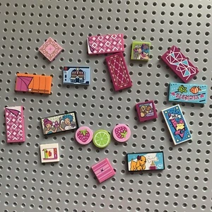 Lego Friends Tiles with stickers applied 18 pieces beds furniture decorations a - Picture 1 of 7